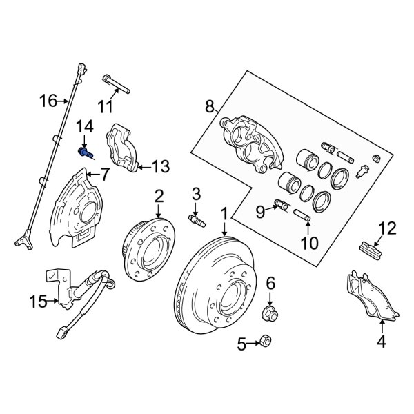 Disc Brake Caliper Anchor Plate Bolt