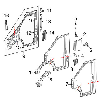 Dodge OE - Pillars, Rocker & Floor - Hinge Pillar (Driver Side), (Standard Cargo Van / Standard Passenger Van)