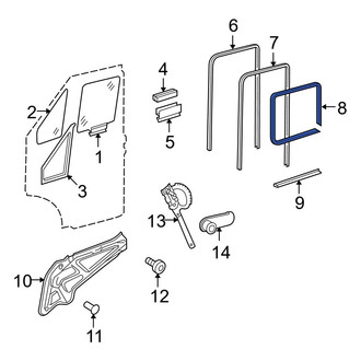 Dodge OE - Front Upper Door Window Belt Weatherstrip