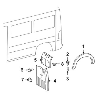 Dodge OE - Side Panel - Exterior Trim (Right Side), (Standard Passenger Van 118.0" / 140.0" Wheelbase)
