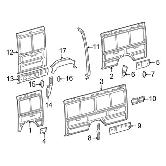 Dodge OE - Side Panel - Inner Structure & Rails (Left Side), (Standard Cargo Van 158.0" Wheelbase)