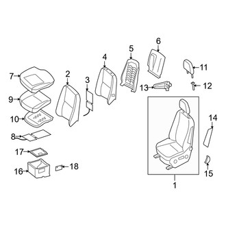 Dodge OE - Seats & Tracks - Front Seat Components (Vinyl & Cloth Seat (F7)), (Extended Cargo Van / Standard Cargo Van / Standard Passenger Van)