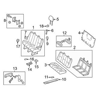Dodge OE - Seats & Tracks - Rear Seat Components (Three Passenger), (Extended Cargo Van / Standard Cargo Van / Standard Passenger Van)