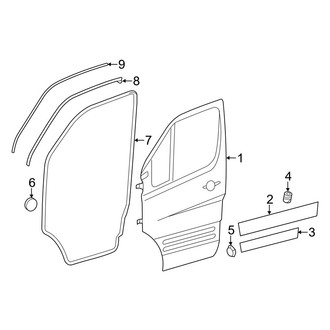 Dodge OE - Front Door - Door & Components (Extended Cargo Van / Standard Cargo Van / Standard Passenger Van)