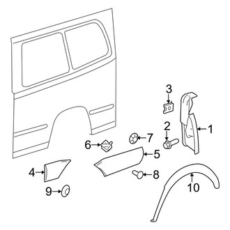 Dodge OE - Side Panel - Exterior Trim (Driver Side), (Extended Cargo Van / Standard Cargo Van / Standard Passenger Van)