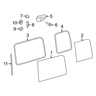 Dodge OE - Side Panel - Glass (Driver Side), (Extended Cargo Van / Standard Cargo Van / Standard Passenger Van)