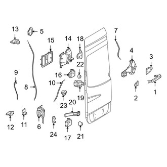 Dodge OE - Rear Loading Door - Lock & Hardware (Passenger Side Door), (Extended Cargo Van / Standard Cargo Van / Standard Passenger Van)
