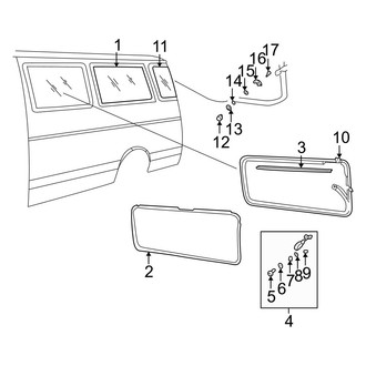 Dodge OE - Side Panel - Glass (Driver Side Rear Corner Curved Glass)