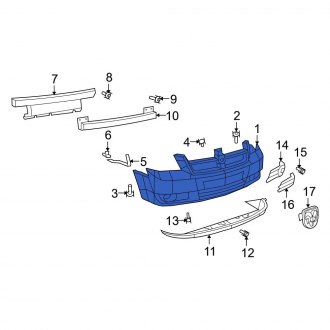 Dodge Caravan Bumper Cover - Bumper - Action Crash TechPro - 2005 2003 2006 2000 2007 2002 2004