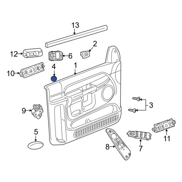 Dodge OE 5HD44BD5AC Front Door Lock Knob Bezel