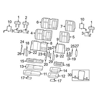 Dodge OE - Seats & Tracks - Rear Seat Components (Split Bench Seat), (1500 Laramie / SLT / Sport / ST / TRX / TRX4 Crew Cab)