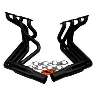 Doug's Headers® - 4-Tube Steel Hi-Temp Black Coated Long Tube Round Side Exhaust Headers