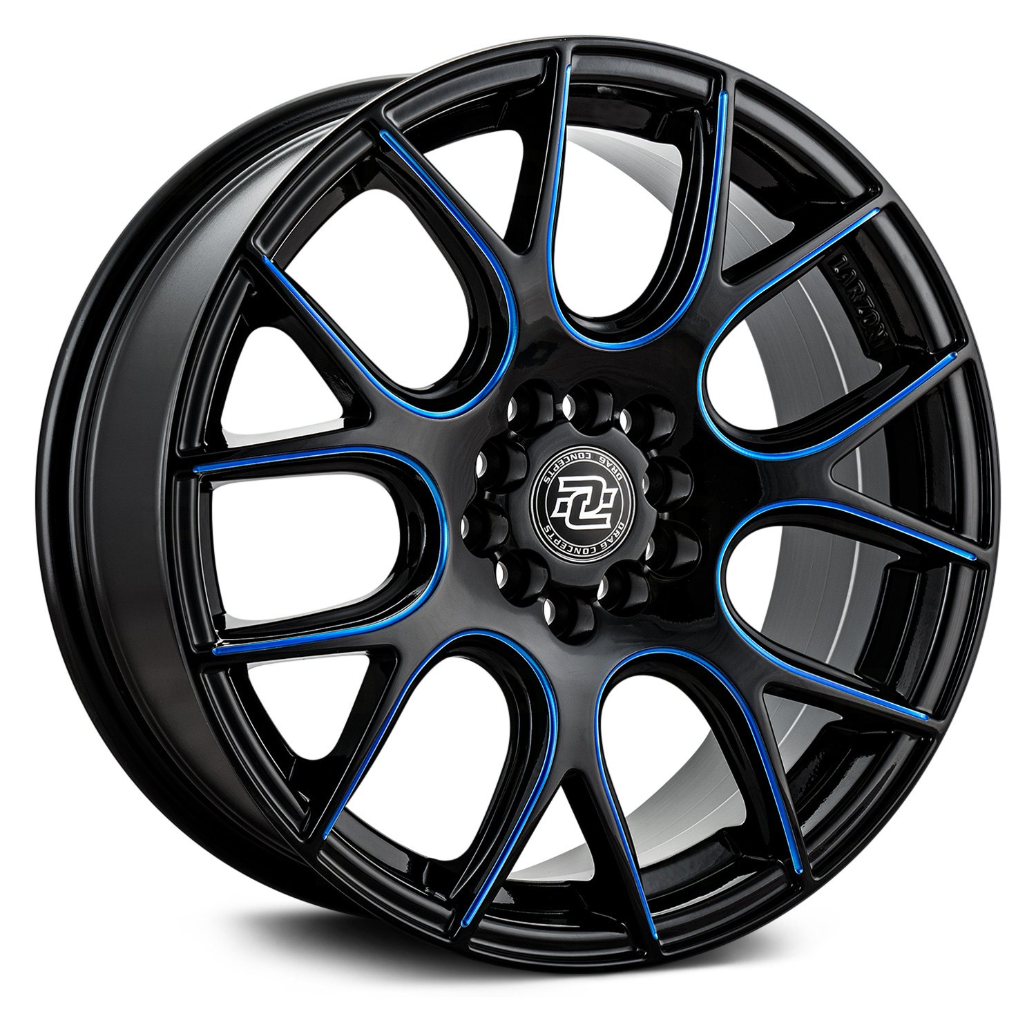 DRAG CONCEPTS® R-15 Wheels - Gloss Black with Blue Milled Accents Rims