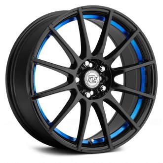 Drag Concepts R 16 Wheels Gloss Black With Blue Undercut Rims