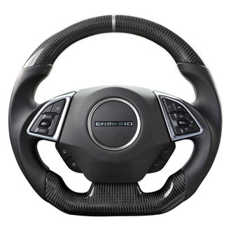 Drake Muscle Cars® - Steering Wheel, Carbon Fiber with Leather Grips