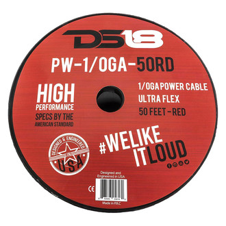 DS18® - Ultra Flex Series 1/0 AWG Single 50' Red Stranded GPT Power Cable