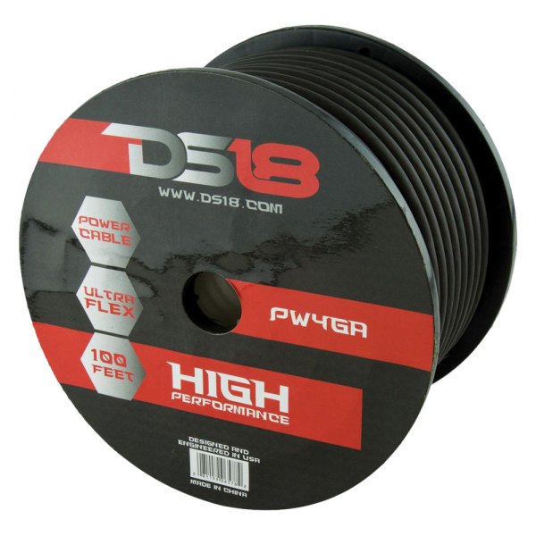 DS18® - Ultra Flex Series 4 AWG Single 100' Black Stranded GPT Power Cable