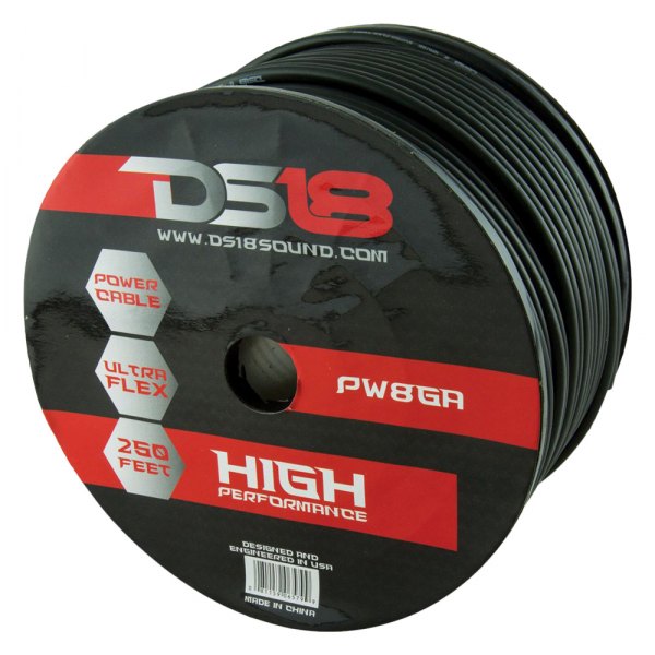 DS18® - Ultra Flex Series 8 AWG Single 250' Black Stranded GPT Power Cable