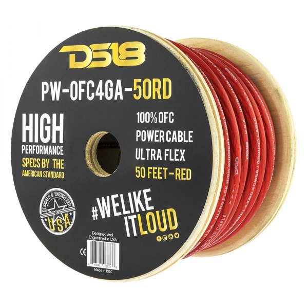 DS18® - Ultra Flex Series 4 AWG Single 50' Black Stranded GPT Power Cable