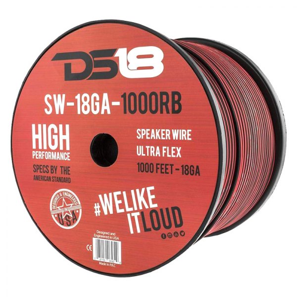 DS18® - 18 AWG 2-Way 1000' Red/Black Stranded GPT Speaker Wire