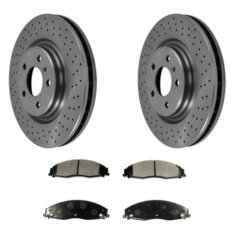 DuraGo® - 1-Piece Drilled Brake Kit with Ceramic Brake Pads