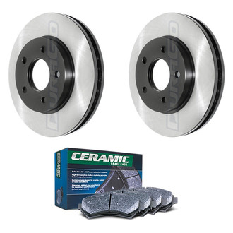 DuraGo® BNDL-31010971 - Electrophoretic Coated Plain Front Brake Kit with Ceramic Pads