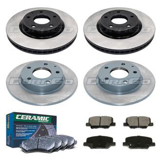 DuraGo® - Electrophoretic Coated Plain Front and Rear Brake Kit with Ceramic Pads