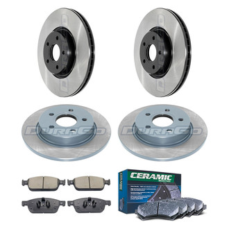 DuraGo® - Electrophoretic Coated Plain Front and Rear Brake Kit with Ceramic Pads