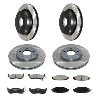 DuraGo® - Electrophoretic Coated Plain Front and Rear Brake Kit with Ceramic Pads