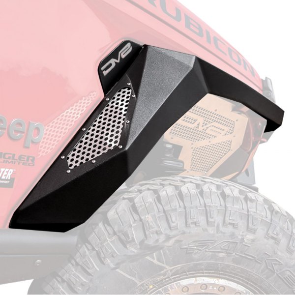 DV8 Offroad® - Black Textured Powder Coat Steel Front Armor Fenders with Vents And Turn Signal