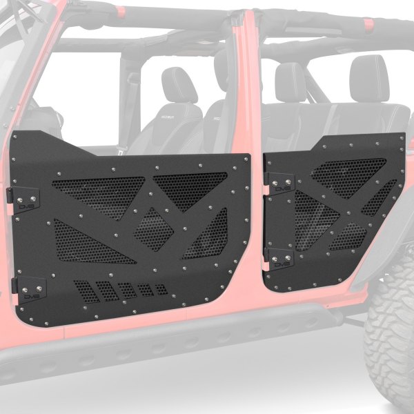 DV8 Offroad® - Silver Powder Coat Aluminum Front and Rear Half Doors with Perforated Screens