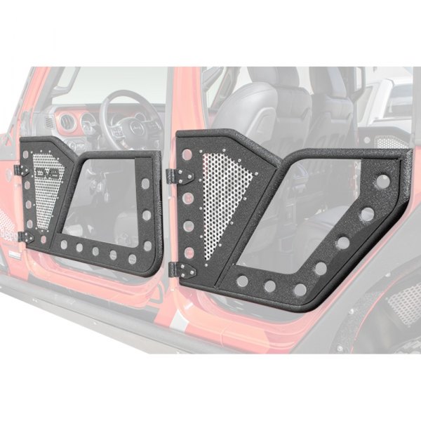 DV8 Offroad® - Rock Black Powder Coat Plated Steel Front and Rear Tubular Doors with Perforated Aluminum Mesh