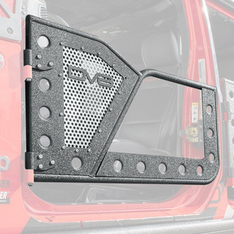 DV8 Offroad® - Rock Black Powder Coat Front Tubular Doors with Perforated Aluminum Mesh
