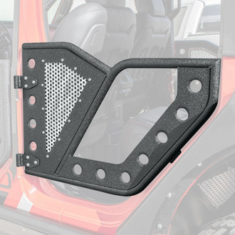DV8 Offroad® - Rock Black Powder Coat Rear Tubular Doors with Perforated Aluminum Mesh