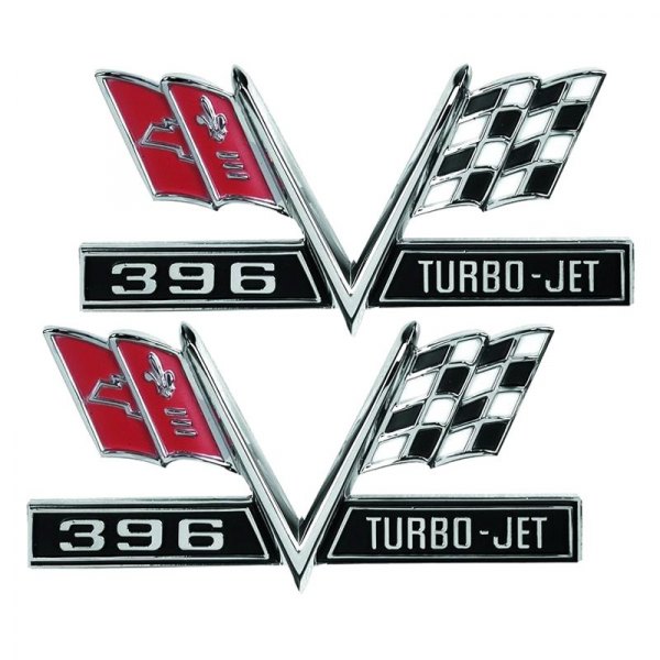 Dynacorn® - "396 Turbo-Jet" Crossed Flags Fender Emblems