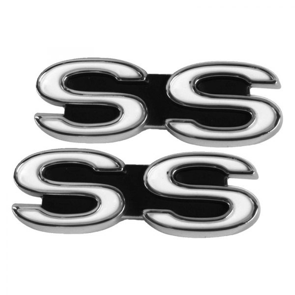 Dynacorn® - "SS" Chrome/Black Fender Emblems