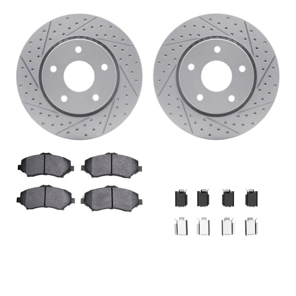 DFC® - Geoperformance Drilled and Slotted Front Brake Kit with Heavy Duty Brake Pads