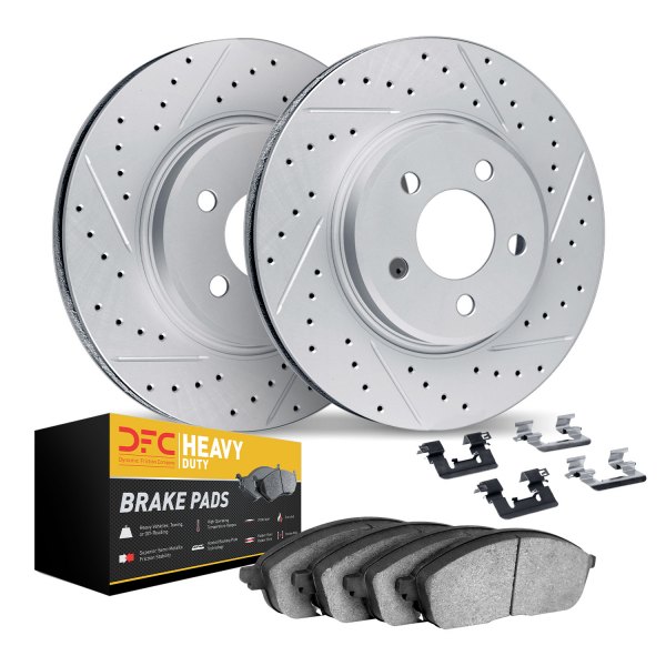 DFC® - Geoperformance Drilled and Slotted Front Brake Kit with Heavy Duty Brake Pads