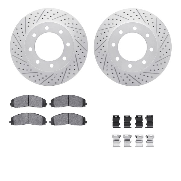 DFC® - Geoperformance Drilled and Slotted Front Brake Kit with Heavy Duty Brake Pads