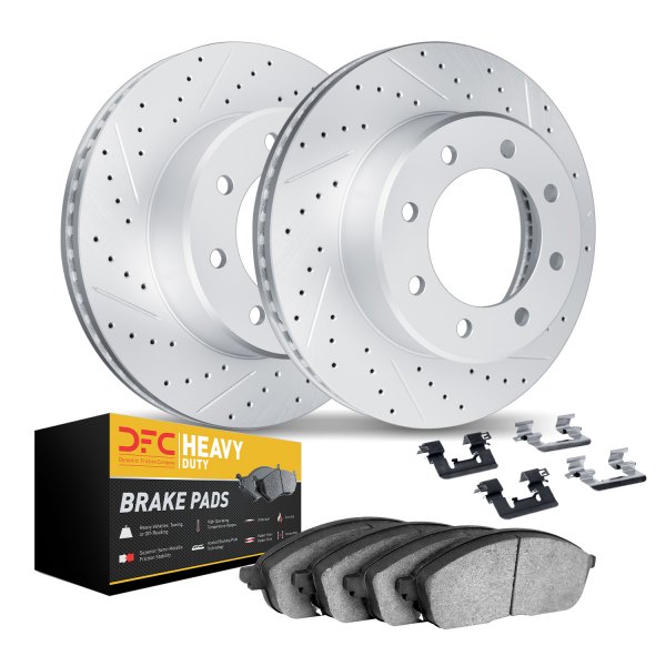 DFC® - Geoperformance Drilled and Slotted Front Brake Kit with Heavy Duty Brake Pads