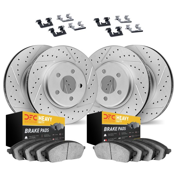 DFC® - Geoperformance Drilled and Slotted Front and Rear Brake Kit with Heavy Duty Brake Pads