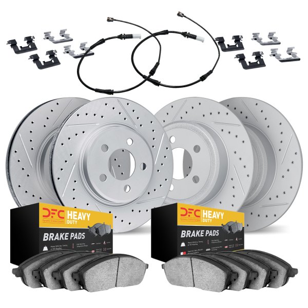 DFC® - Geoperformance Drilled and Slotted Front and Rear Brake Kit with Heavy Duty Brake Pads