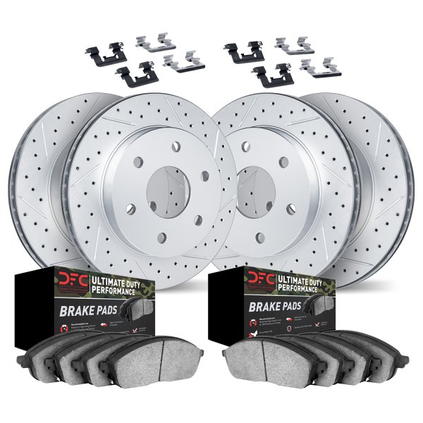 DFC® - Geoperformance Drilled and Slotted Front and Rear Brake Kit with Ultimate Duty Performance Brake Pads