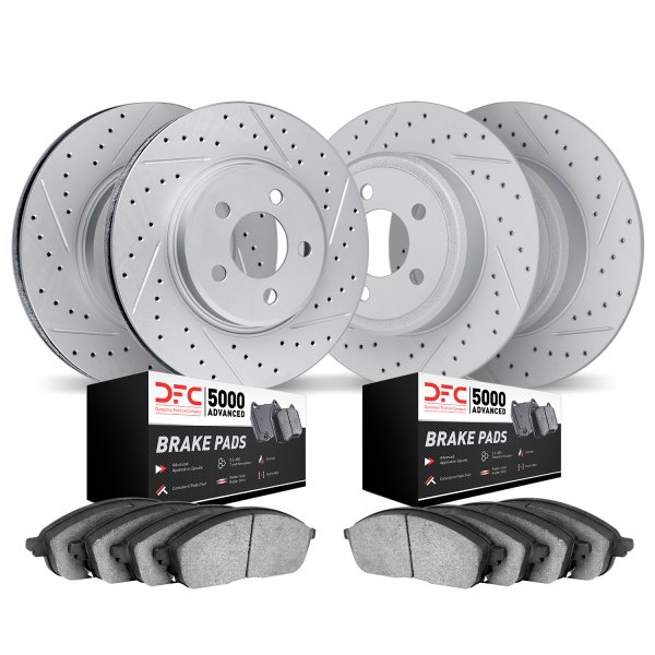 DFC® - Geoperformance Drilled and Slotted Front and Rear Brake Kit with 5000 Advanced Brake Pads