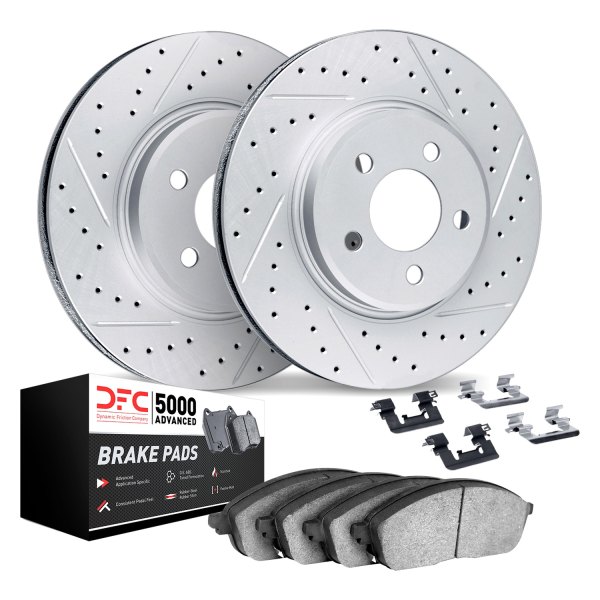 DFC® - Geoperformance Drilled and Slotted Front Brake Kit with 5000 Advanced Brake Pads