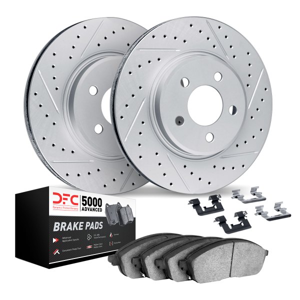 DFC® - Geoperformance Drilled and Slotted Front Brake Kit with 5000 Advanced Brake Pads
