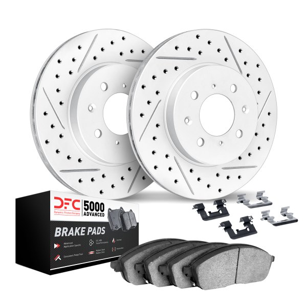 DFC® - Geoperformance Drilled and Slotted Front Brake Kit with 5000 Advanced Brake Pads