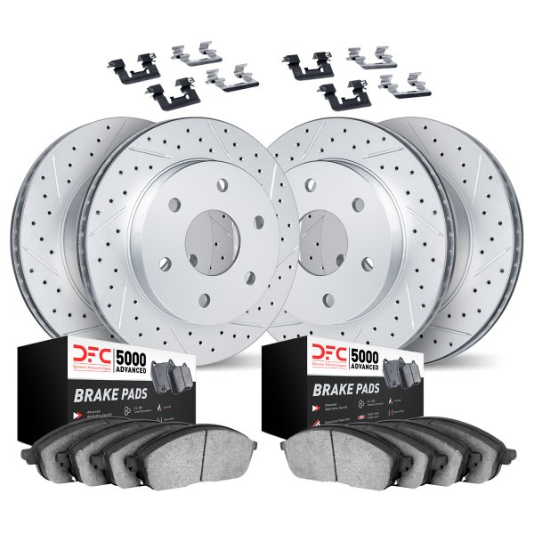 DFC® - Geoperformance Drilled and Slotted Front and Rear Brake Kit with 5000 Advanced Brake Pads