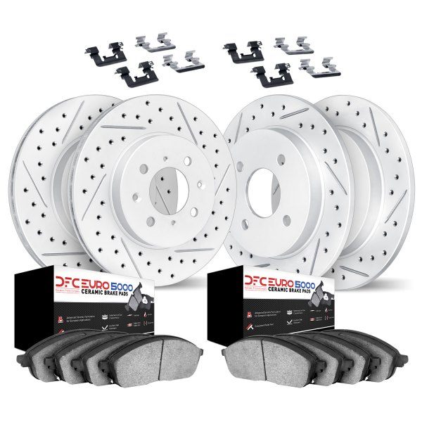 DFC® - Geoperformance Drilled and Slotted Front and Rear Brake Kit with 5000 Euro Ceramic Brake Pads