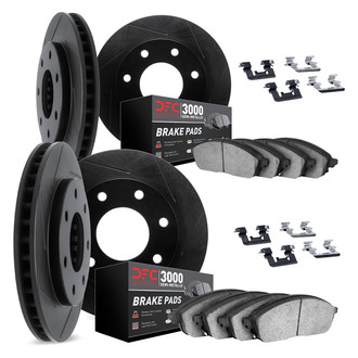 DFC® - Slotted Front and Rear Brake Kit with 3000 Series Semi-Metallic Brake Pads